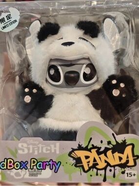 Limited Edition Stitch Panda Plush Figure - White & Black